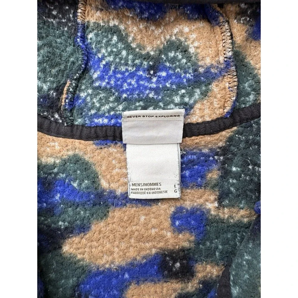 The North Face Campshire Fleece Hoodie Camo Blue Green Sherpa Pullover Jacket L